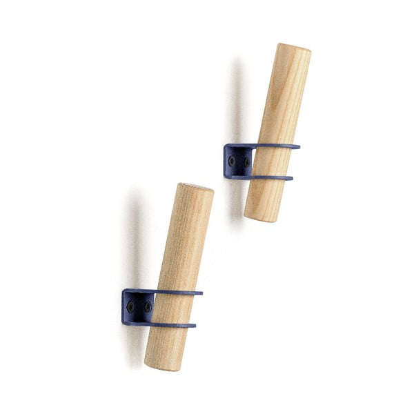 Sada 2 háčků z jasanového dřeva s modrým držákem EMKO Torch