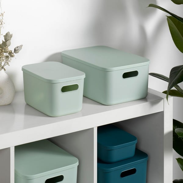 Světle zelený plastový úložný box s víkem 35,5x25,5x23 cm – Homéa-image-2