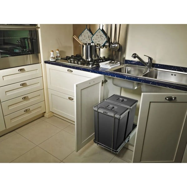 Plastový odpadkový koš na tříděný odpad/vestavěný 24 + 24 l Ecofil - Elletipi-image-1