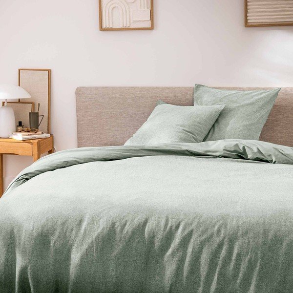 Zelené 3dílné bavlněné povlečení na dvoulůžko/prodloužené 240x220 cm Meline – douceur d'intérieur-image-1