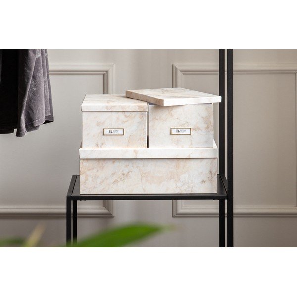 Béžové kartonové úložné boxy v sadě 3 ks s víkem 31x47x15,5 cm Inge Paper Laminate – Bigso-image-1