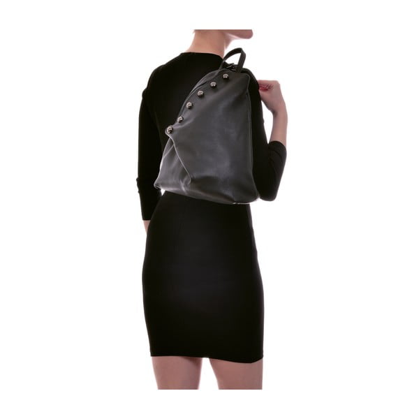 Černý kožený batoh Luisa Vannini Mell-image-4