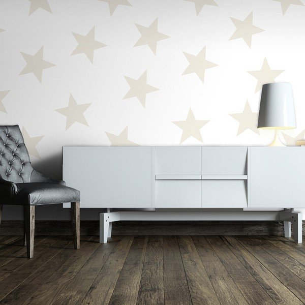 Dětská tapeta z netkané textilie 400 cm x 280 cm Beige Stars – Artgeist-image-1