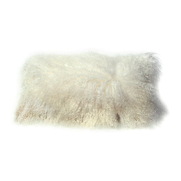 Bílý vlněný polštář z ovčí kožešiny Auskin Daimh, 28 x 56 cm