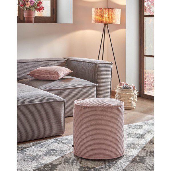 Růžový manšestrový taburet Wilma – Kave Home-image-4