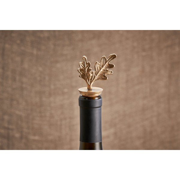 Zátka na víno z korku a mosazi Nkuku Oak Leaf-image-1