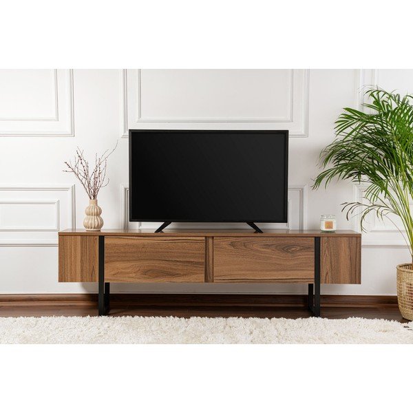 TV stolek v dekoru ořechu v tmavě přírodní barvě 180x50x29,5 cm Serenity – Kalune Design-image-1