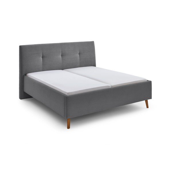 Šedá čalouněná dvoulůžková postel s úložným prostorem s roštem 180x200 cm Madea – Meise Möbel-image-2