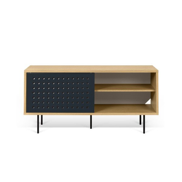 TV komoda v dekoru dubového dřeva s černobílými detaily TemaHome Dann Dots, délka 135 cm-image-4
