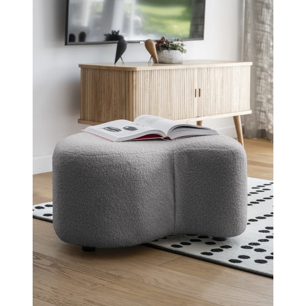 Šedý taburet z textilie bouclé Miuf – Miuform-image-1