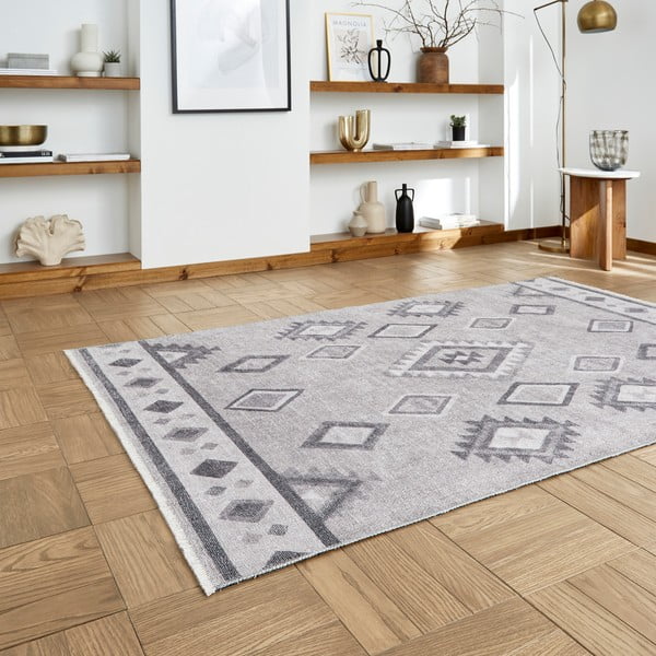 Šedý pratelný běhoun s příměsí bavlny 60x170 cm Whisper – Think Rugs-image-2