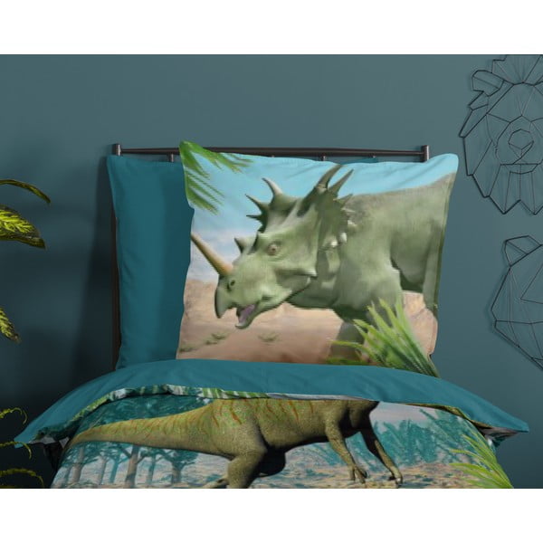 Zelené/modré bavlněné dětské povlečení na jednolůžko 140x200 cm Dino – Good Morning-image-2