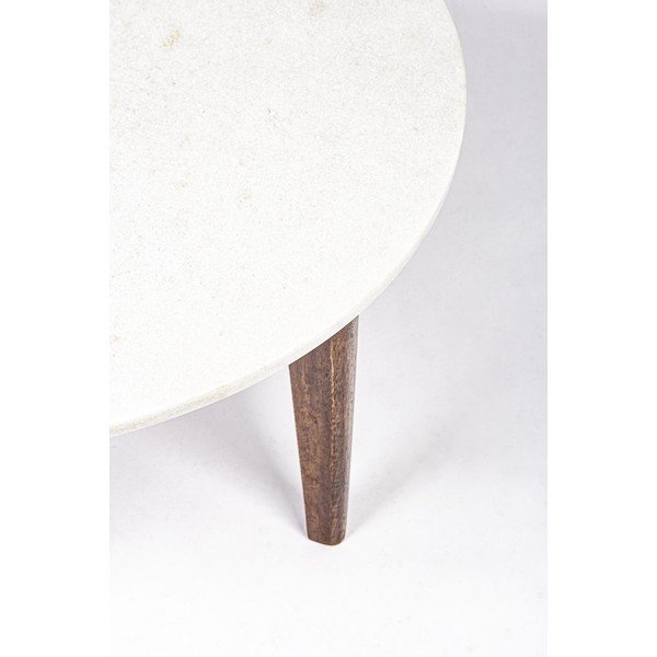 Bílý/v přírodní barvě kulatý konferenční stolek s mramorovou deskou  ø 60 cm Sylvester – Bizzotto-image-3