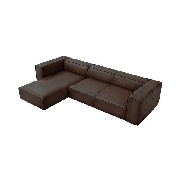 Tmavě hnědá kožená rohová pohovka (levý roh) Madame – Windsor & Co Sofas-image-2