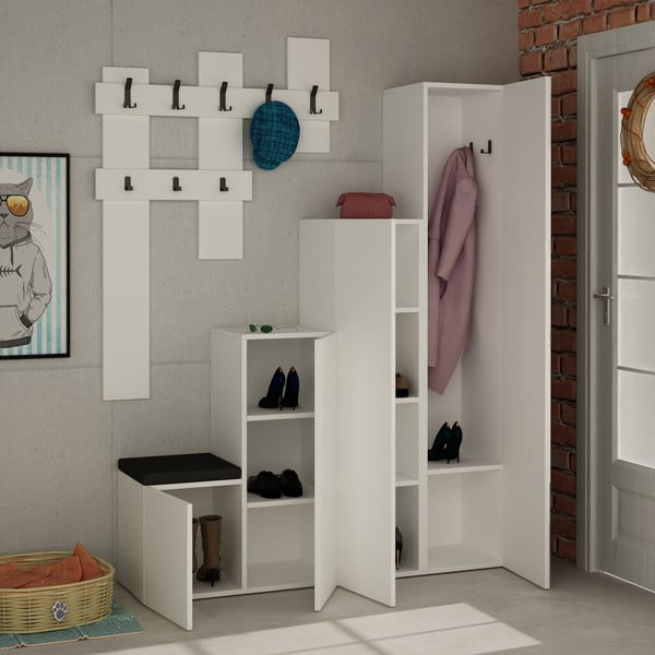 Set bílé skříně a nástěnného věšáku Homitis Up-image-1