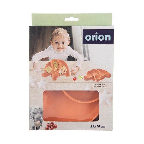 Oranžový silikonový dětský talíř 18x23 cm Elephant – Orion-image-4