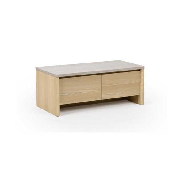 Bílý/ve světle přírodní barvě konferenční stolek v dekoru dubu 40x100 cm Dore – Marckeric