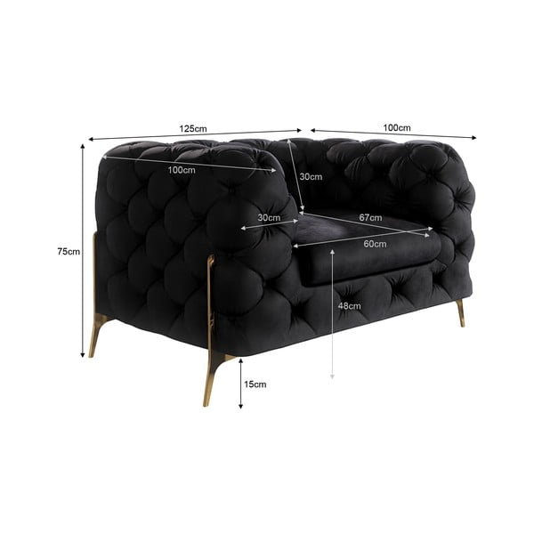 Černé sametové křeslo Chelsea Bis – Ropez-image-4