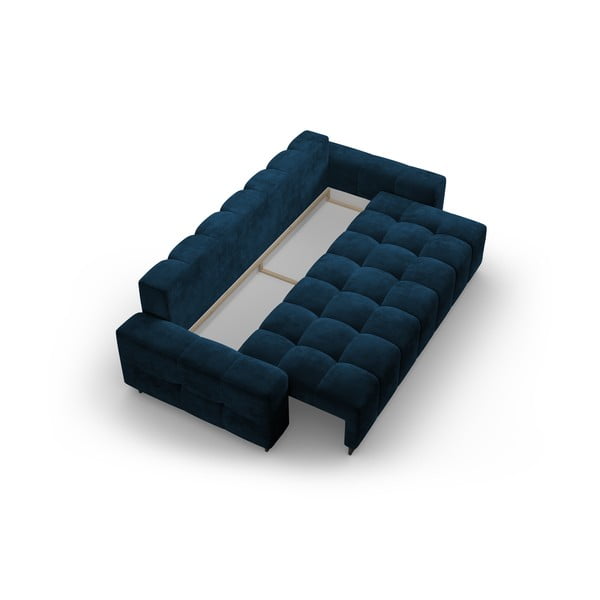 Modrá sametová rozkládací pohovka s úložným prostorem  250 cm Wicklow – Cosmopolitan Design-image-3