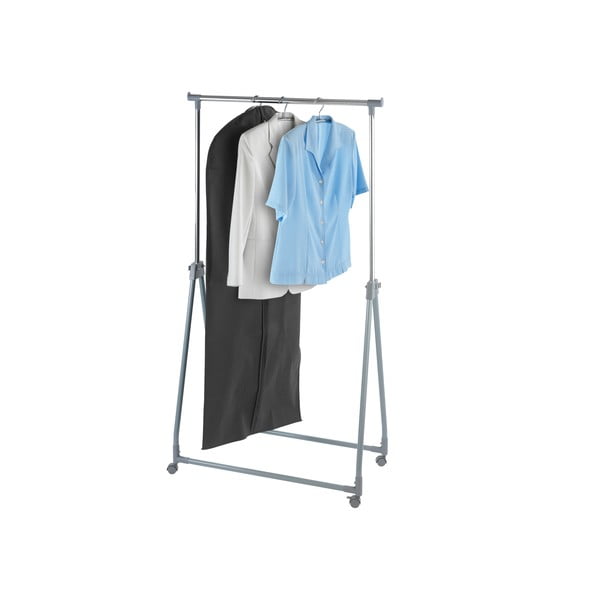 Šedý kovový teleskopický pojízdný stojan na oblečení Foldable – Wenko-image-3