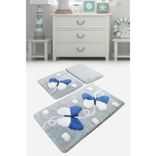 Světle modré koupelnové předložky v sadě 3 ks 100x60 cm – Foutastic-image-2