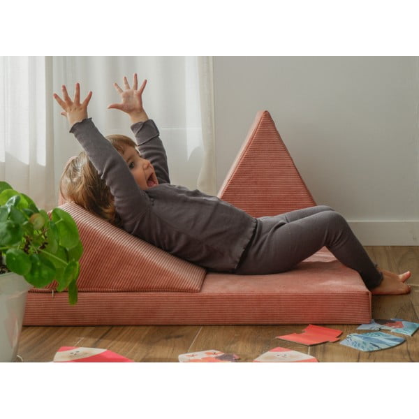 Světle růžové manšestrové pěnové hřiště 75x41x7 cm Bloque Montessori – Little Nice Things-image-1