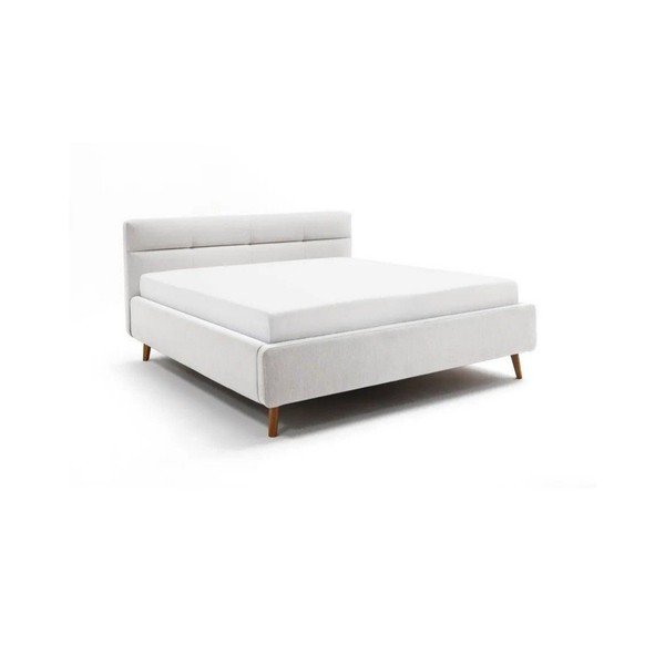 Světle šedá čalouněná dvoulůžková postel s úložným prostorem s roštem 160x200 cm Lotte – Meise Möbel