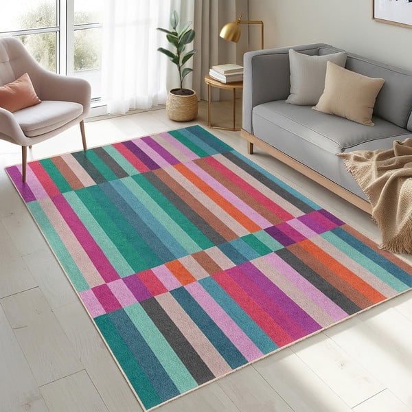 Tyrkysový pratelný koberec 80x150 cm Acid Rain – Mila Home-image-4