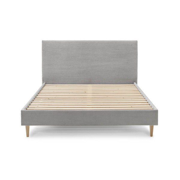 Světle šedá čalouněná dvoulůžková postel s roštem 160x200 cm Anja – Bobochic Paris-image-1