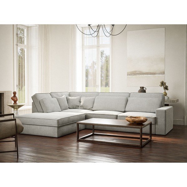 Světle šedá žinylková rohová pohovka (levý roh/do L) Kirou – Maison de Rêve-image-1