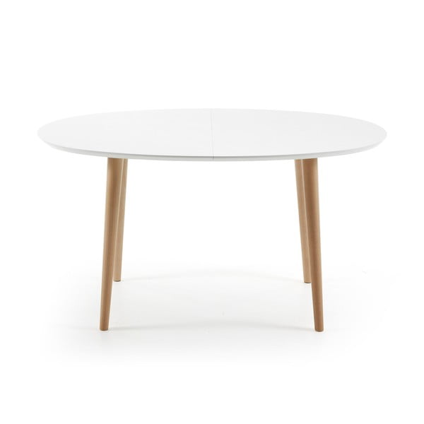 Bílý rozkládací jídelní stůl s bílou deskou 90x140 cm Oqui – Kave Home-image-1