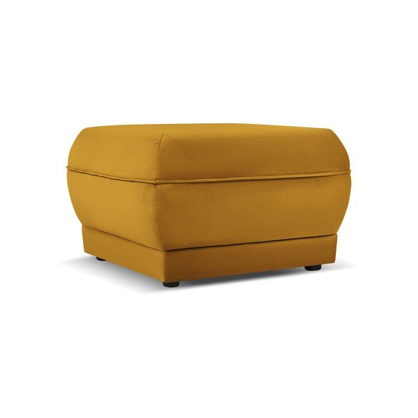 Žlutý sametový taburet Lando – Micadoni Home-image-2