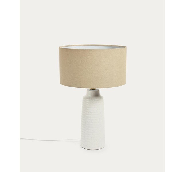 Bílá stolní lampa s textilním stínidlem (výška 58 cm) Mijal – Kave Home-image-4
