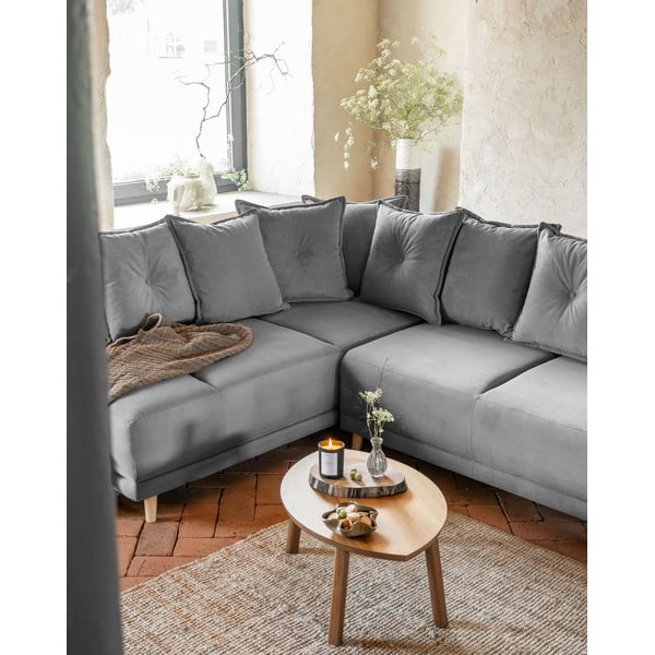 Šedá manšestrová rozkládací rohová pohovka (levý roh/do "U") Lazy Lukka – Miuform-image-3