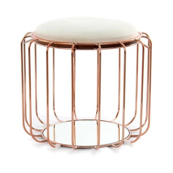 Béžový odkládací stolek / puf s konstrukcí ve zlaté barvě 360 Living Canny, ⌀ 50 cm