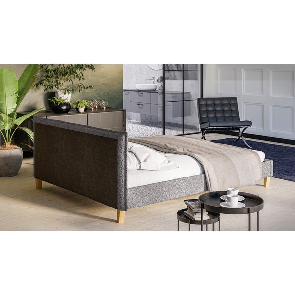 Šedá čalouněná dvoulůžková postel s roštem 160x200 cm Tina – Ropez-image-3