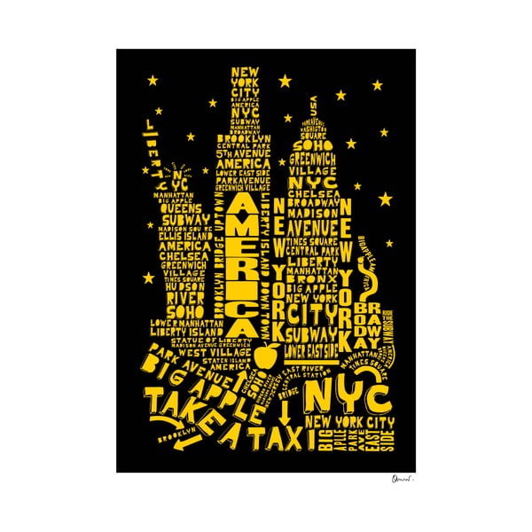 Plakát New York Black&Yellow, 50x70 cm
