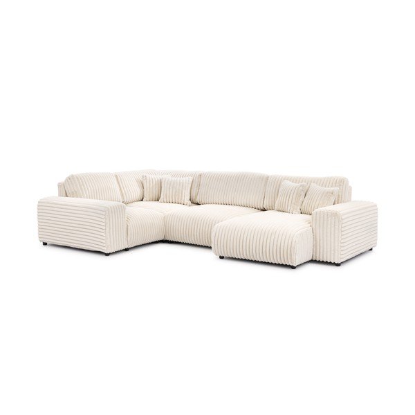 Krémová manšestrová rohová pohovka (levý roh/do "U") Justin – Ropez