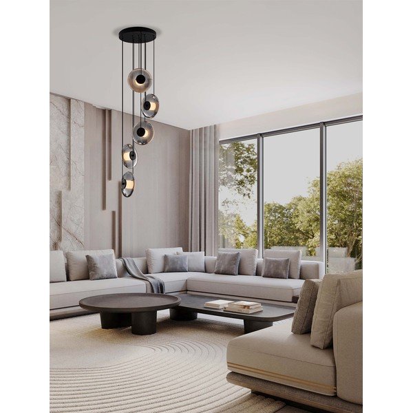 Matně černé skleněné LED stmívatelné závěsné svítidlo ø 40 cm Ballet – Nova Luce-image-1