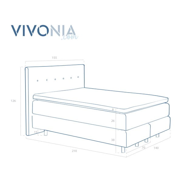 Krémová boxspring postel Vivonita Lando, 200 x 200 cm-image-3