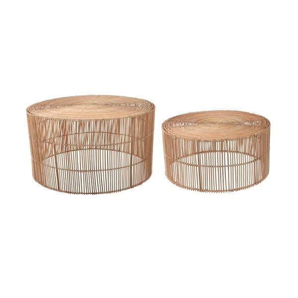 Ratanové kulaté konferenční stolky v sadě 2 ks v přírodní barvě ø 66 cm Elmima – Kave Home