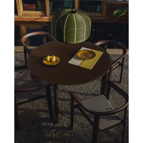 Kulatý zahradní jídelní stůl se skleněnou deskou ø 120 cm Erice – Kave Home-image-1