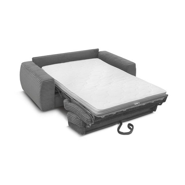 Tmavě šedá manšestrová pohovka na každodenní spaní/rozkládací 220 cm Hugo – Bobochic Paris-image-3