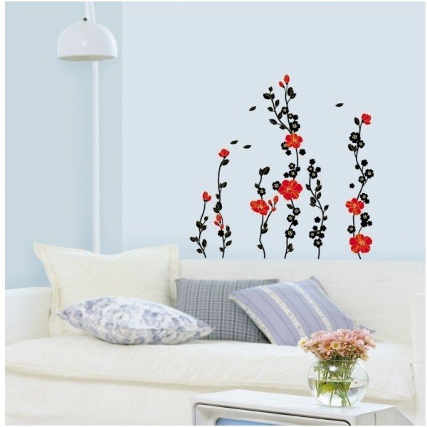 Samolepka Ambiance Red Tree and Flowers