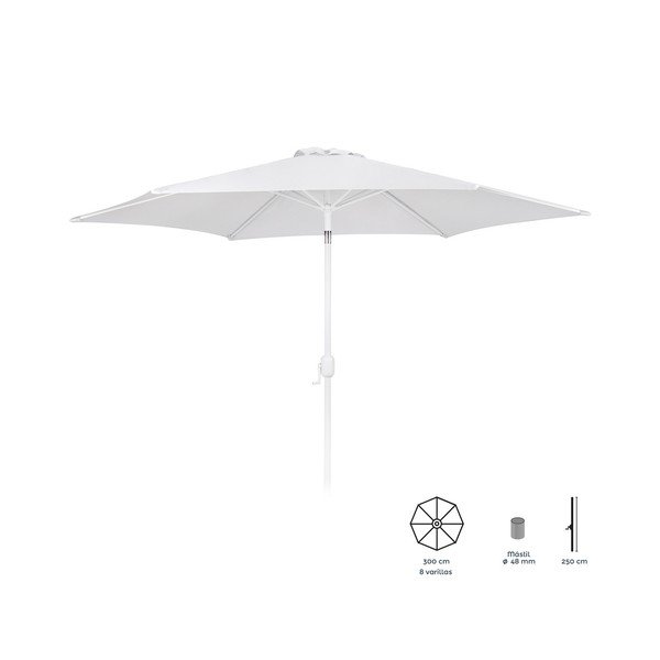 Bílý slunečník ø 300 cm Alba – LDK Garden-image-1