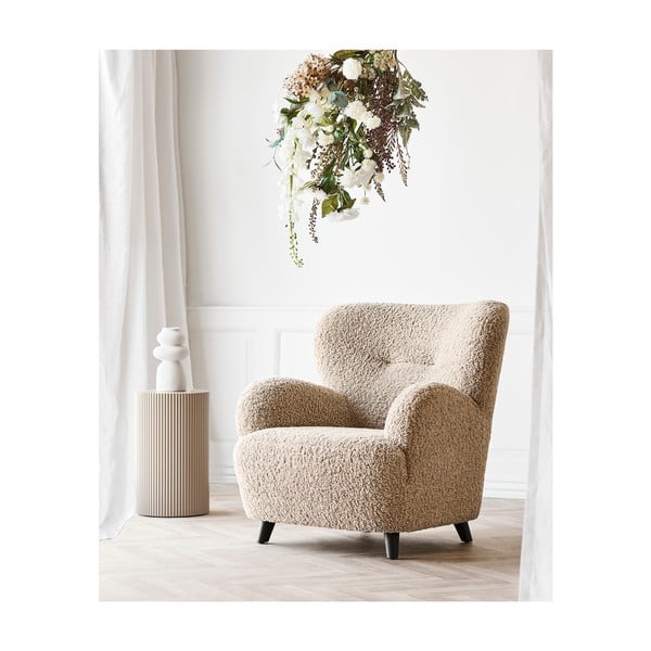Světle hnědé křeslo z textilie bouclé Lunaro – House Nordic-image-1