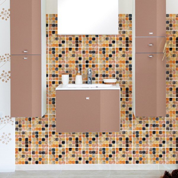 Sada 9 nástěnných samolepek Ambiance Wall Decal Tiles Mosaics Sanded Grade, 15 x 15 cm-image-3