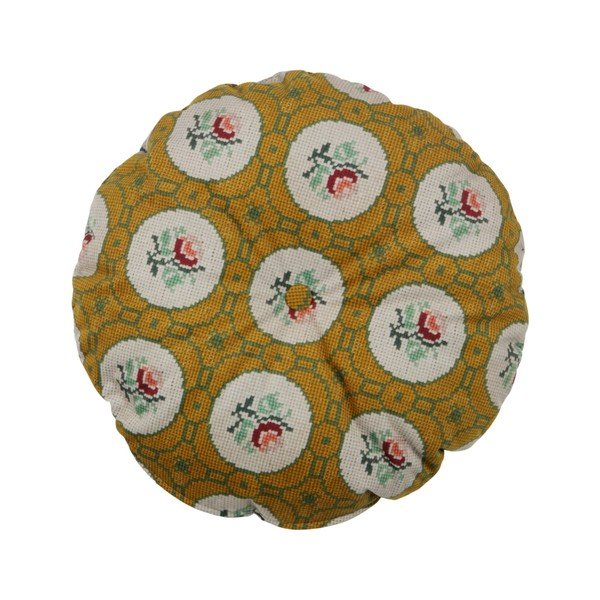 Okrově žlutý dekorativní kulatý polštář BePureHome Granny, ø 45 cm
