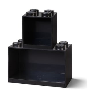 Sada 2 dětských černých nástěnných polic LEGO® Brick