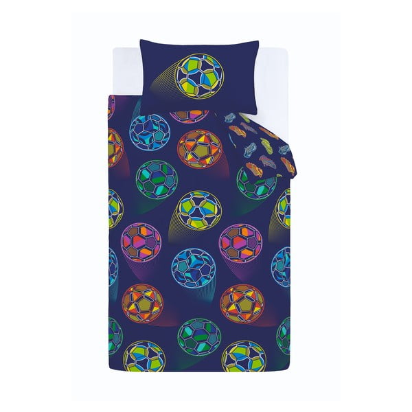 Modré dětské povlečení na dvoulůžko 200x200 cm Bright Football – Catherine Lansfield